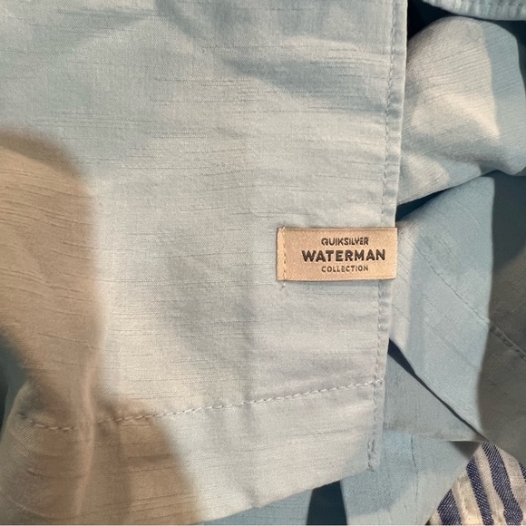 Quiksilver Men's Tahiti Palm Tree Button Up Collared Shirt Dusk Blue XL - Picture 7 of 9